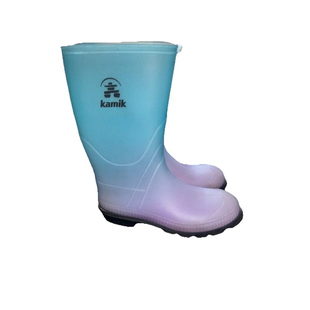 Kamik Stomp Print Turquoise Size 4 Mud Boots Girls